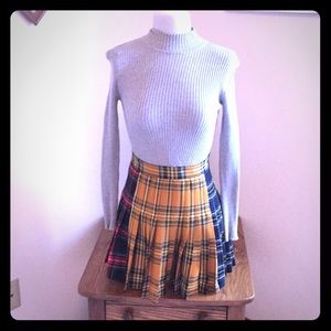 Zara Patchwork Plaid Pleated Mini Skirt